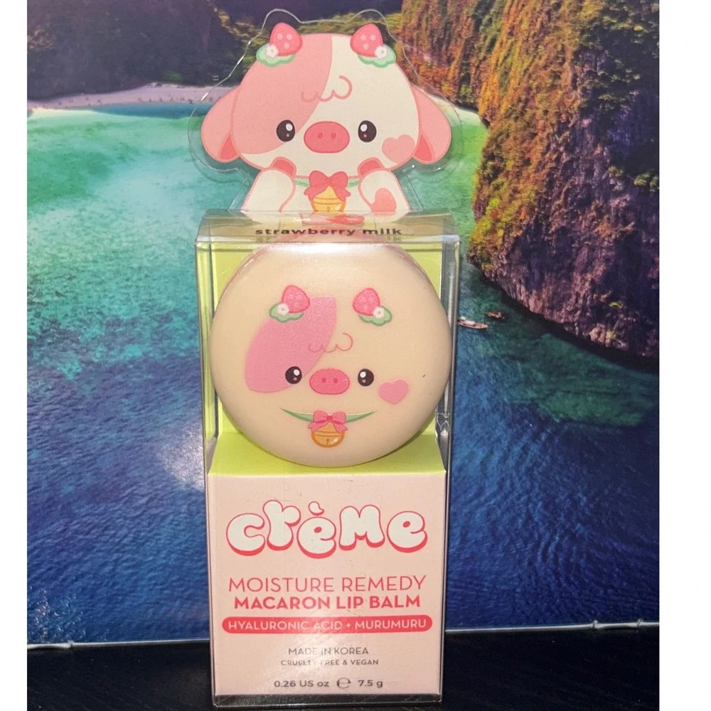 The Creme Shop Strawberry Milk Macaron Lip Balm Moisture Hyaluronic Murumuru
